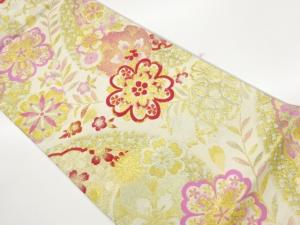 花々に華紋模様織出し袋帯